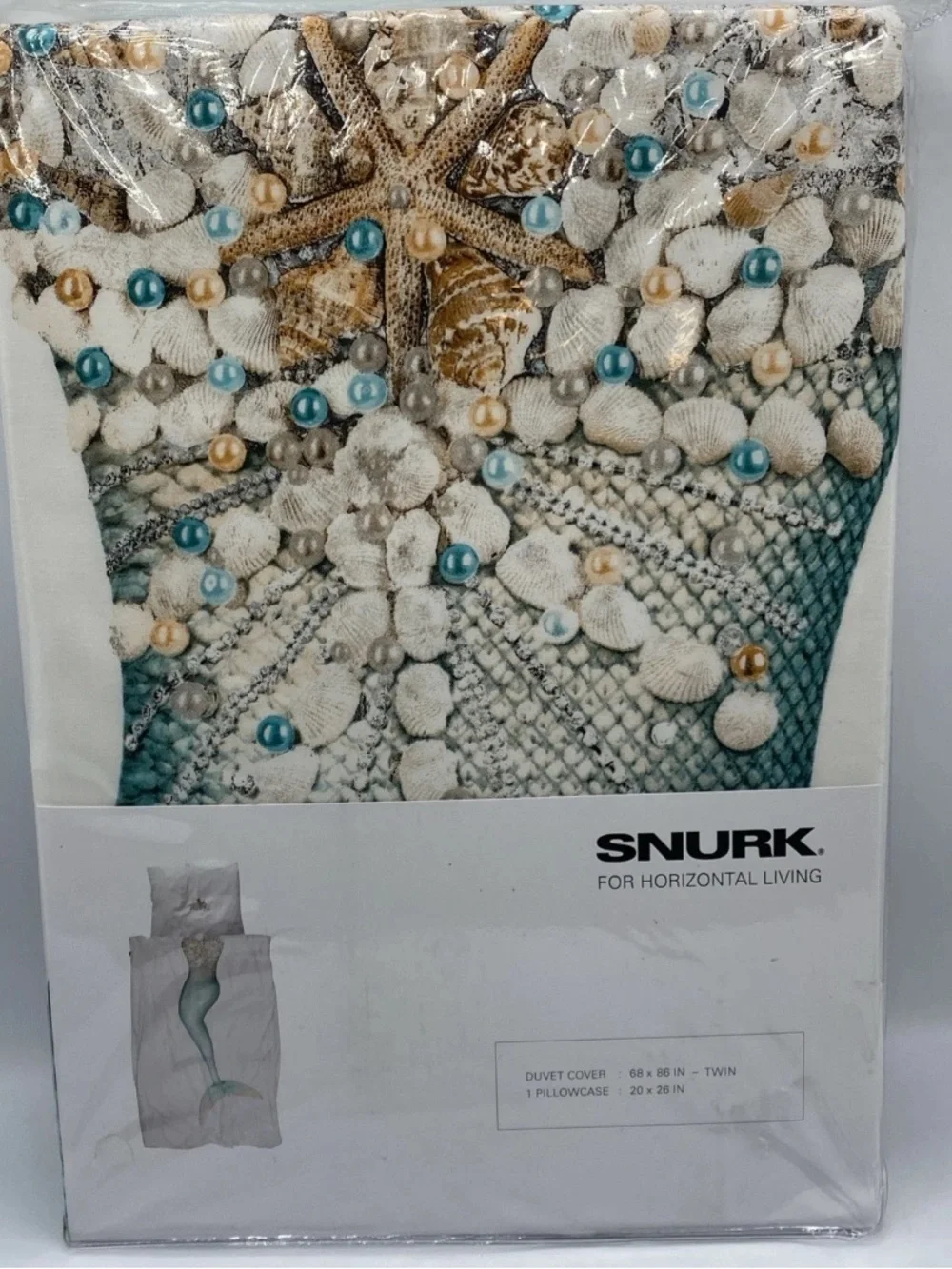 NEW SNURK Mermaid Twin Size Duvet Cover With Pillowcase Set Organic Cotton
